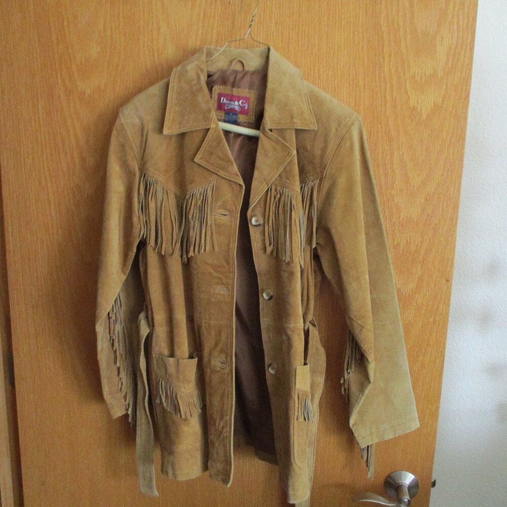 Denim&Co Tan Leather Fringe Jacket